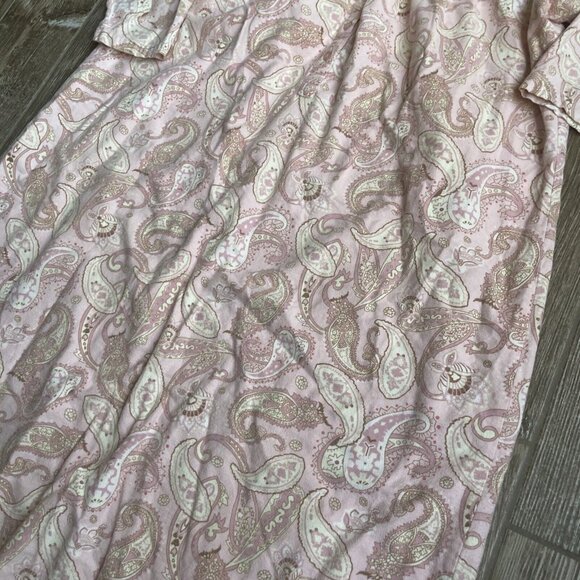 Vintage Kathryn Nightgown M‎ Pink Paisley Cotton Flannel Granny Cottage Core - Picture 5 of 7
